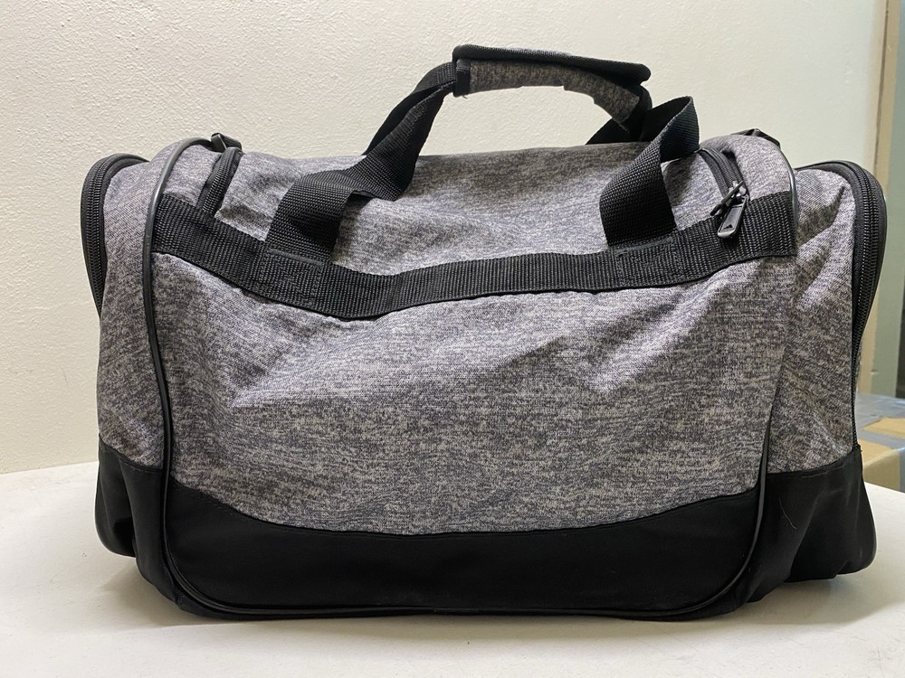 Adidas Gray and Black Solid Theme Polyester Gym Bag with Black Straps