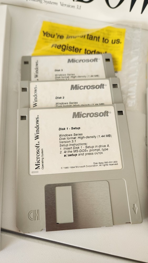 Vintage Microsoft Windows 3.1 Operating System PC Software Complete 6 Disk Set