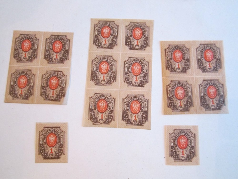 1917 RUSSIA STAMP SCOTT #131 MINT 3 BLOCKS & 2 SINGLES - MNH - OFC - D1