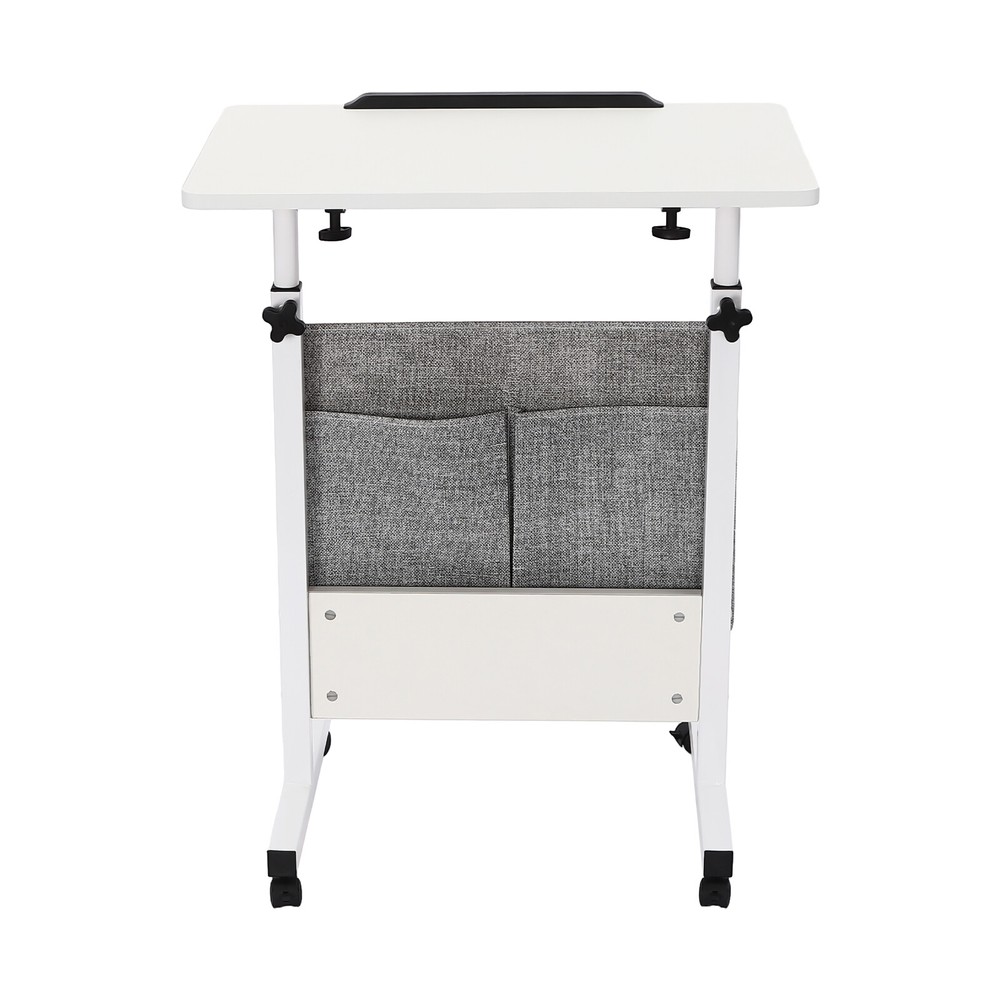 Rolling Laptop Desk Office Computer Table Adjustable Height Stand up w/ Storage