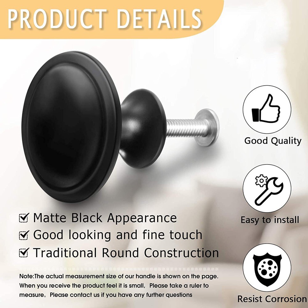 Cabinet Knobs Matte Black Kitchen Cupboard Dresser Drawer Handles Pull Knobs LOT