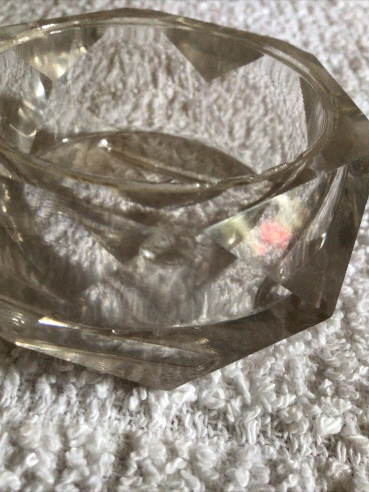 Master Salt Cellar Dip Cut Glass Diamond Pattern Starburst