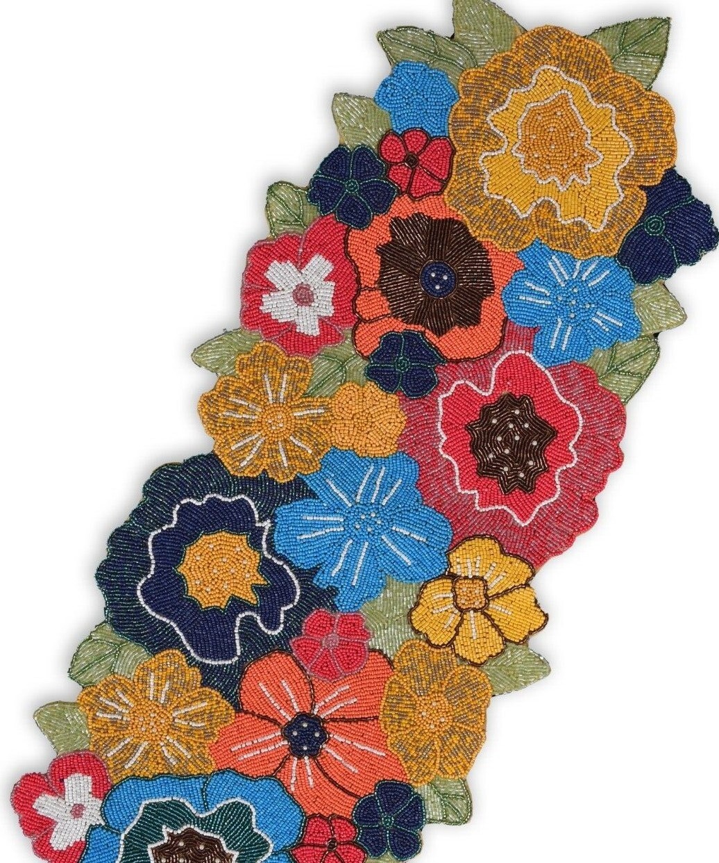 Floral Beaded Table Runner, Multicolor Table Runner, Spring Tableware 13X36 Inch