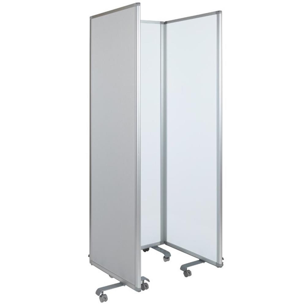 Pemberly Row 3 Panel 72" x 24" Mobile Magnetic Whiteboard Cloth Partition
