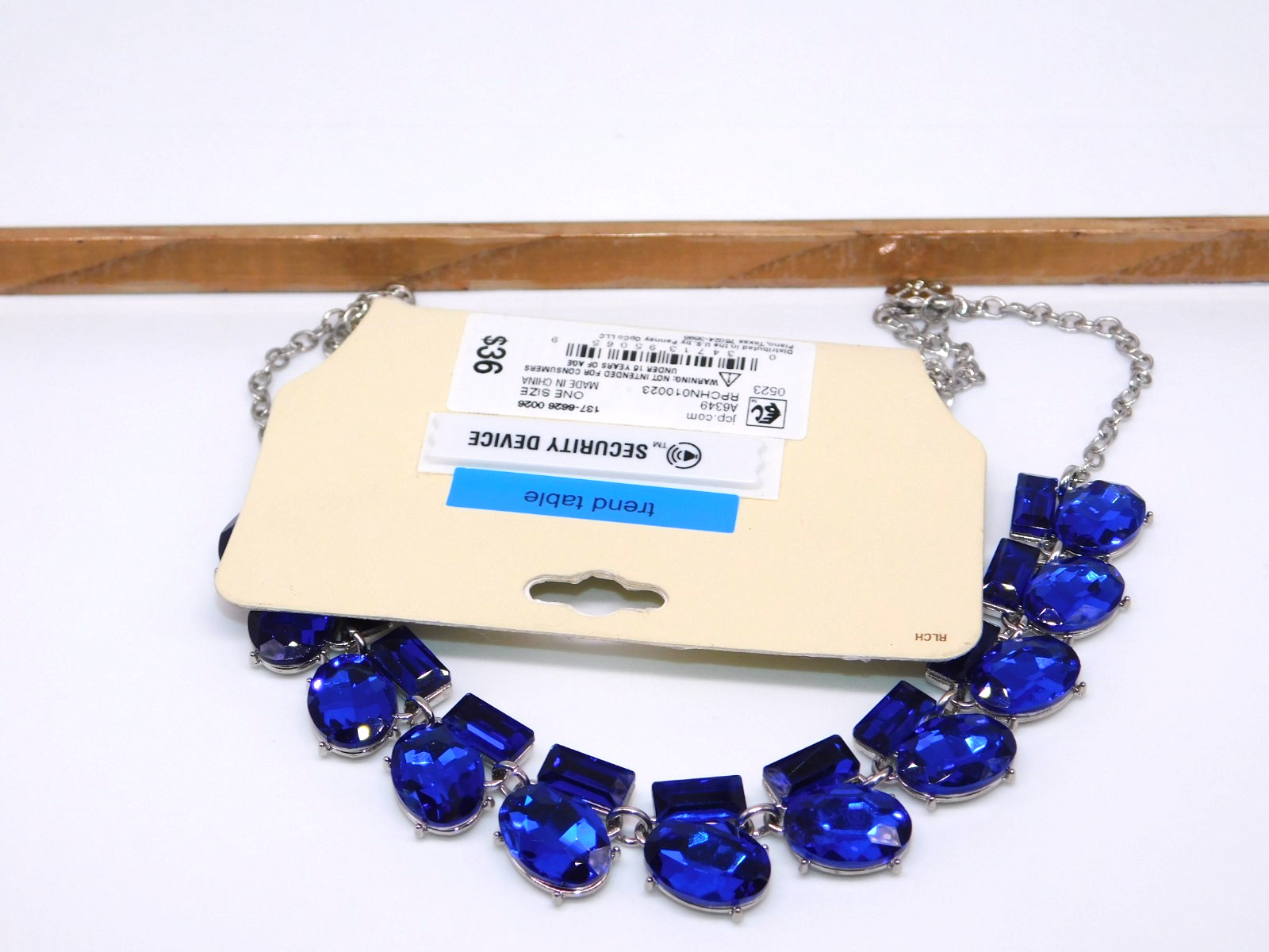 MONET Royal Blue Faceted Glass Rhinestone Statement Necklace New with Tag
