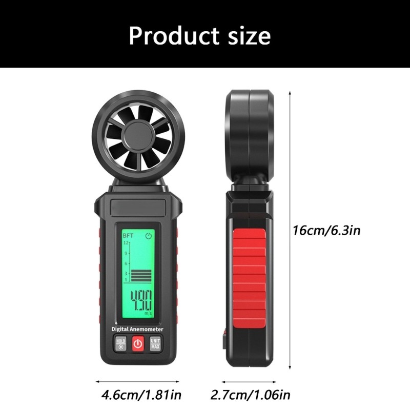 Compacted Handheld Wind Gauge Speed Tester Anemometer With Multiple Unit