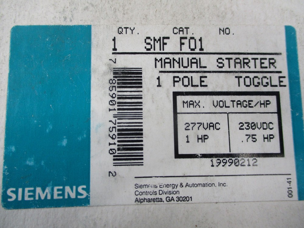 SIEMENS SMFF01 MANUAL STARTER NSMP