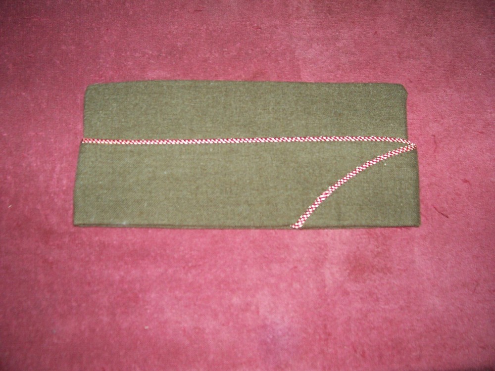 WW II WOOL ENGINEER CORP. GARRISON  HAT WITH RED & WHITE PIPING UNISSUED