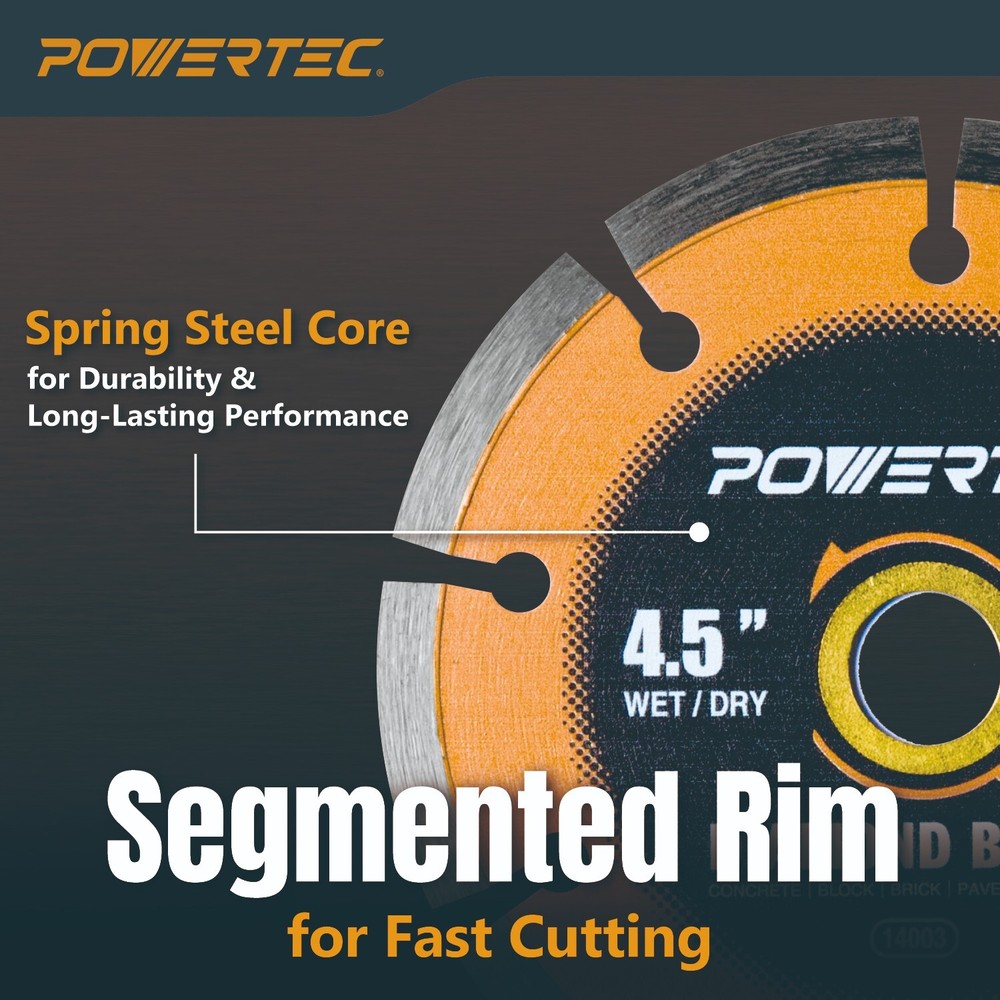 POWERTEC 4-1/2" Segmented Diamond Saw Blades for Angle Grinder, Diamond Blade