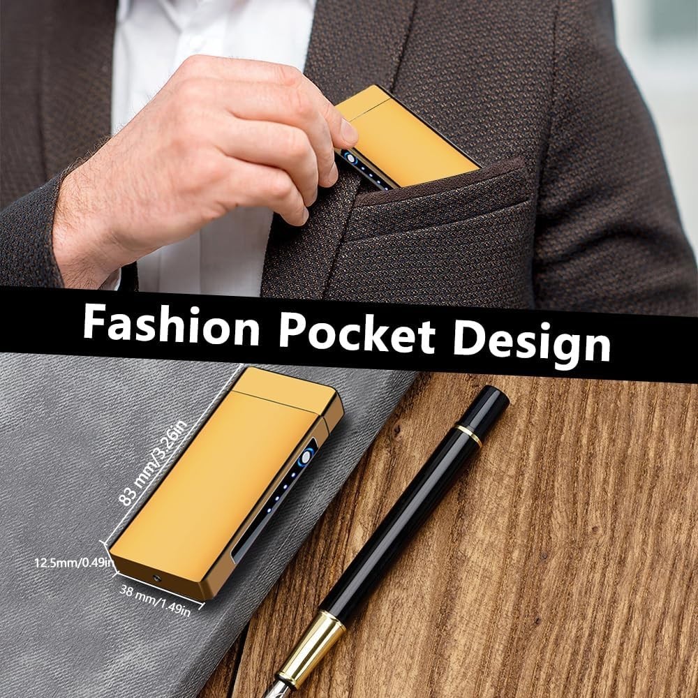 Luxurious Gold Plasma Lighter - USB Rechargeable with Windproof Arc Technology