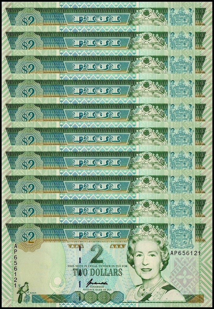 Fiji 2 Dollars, 1996 ND, P-96b, UNC X 10 PCS