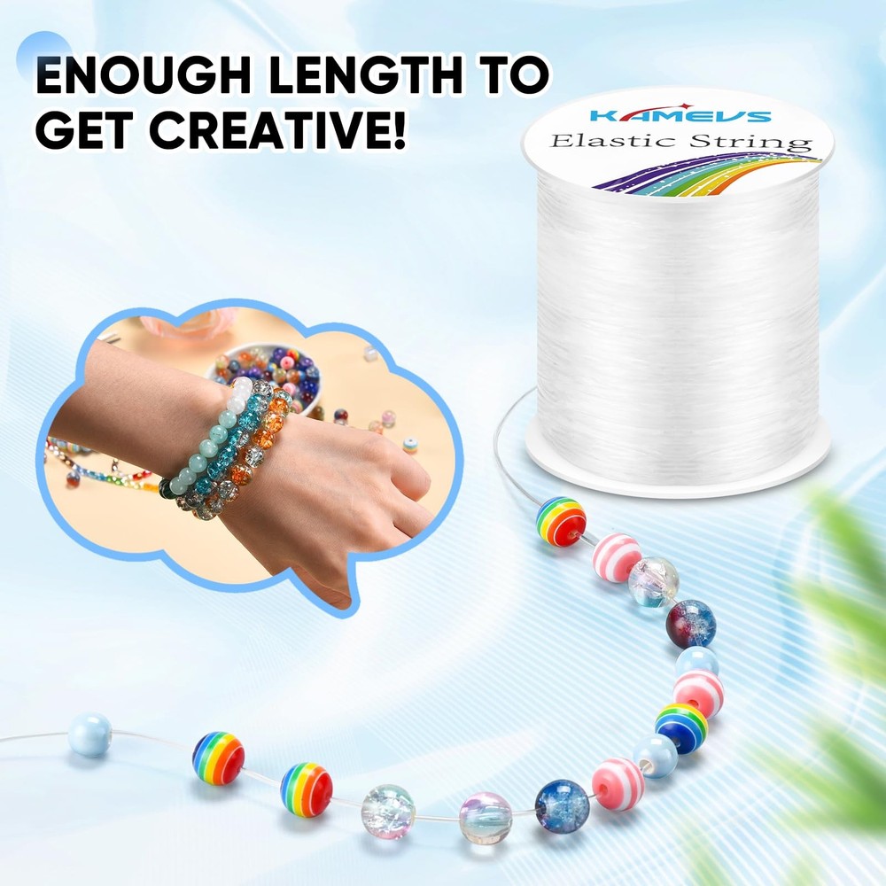 KAMEVS Crystal Elastic Cord, Clear String for