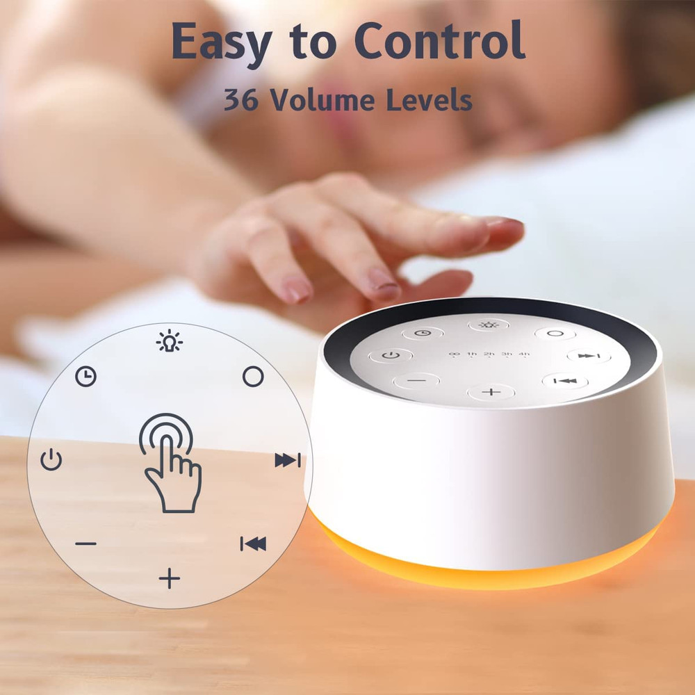 Brown Noise Sound Machine with 30 Sounds, Night Light, and Memory Function
