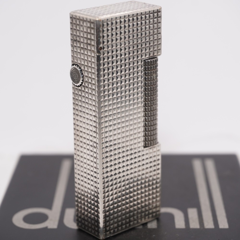 Dunhill Lighter Silver Plate Hobnail Pattern_Ultrasonically cleaned_Working