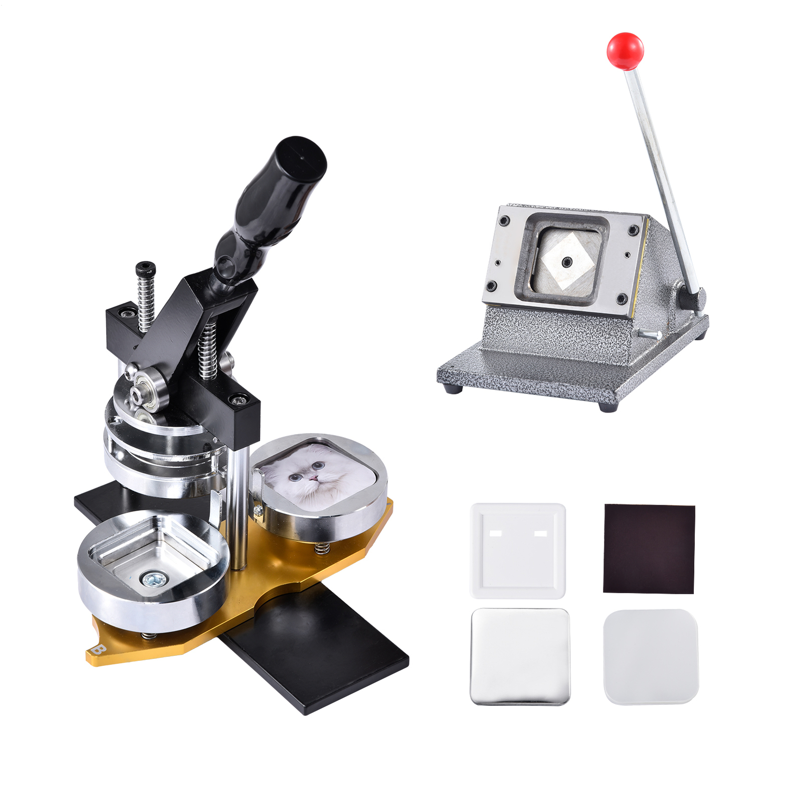 50*50mm Square 2*2" Badge Making Machine+Cutter +100 pcs Fridge Magnet Material