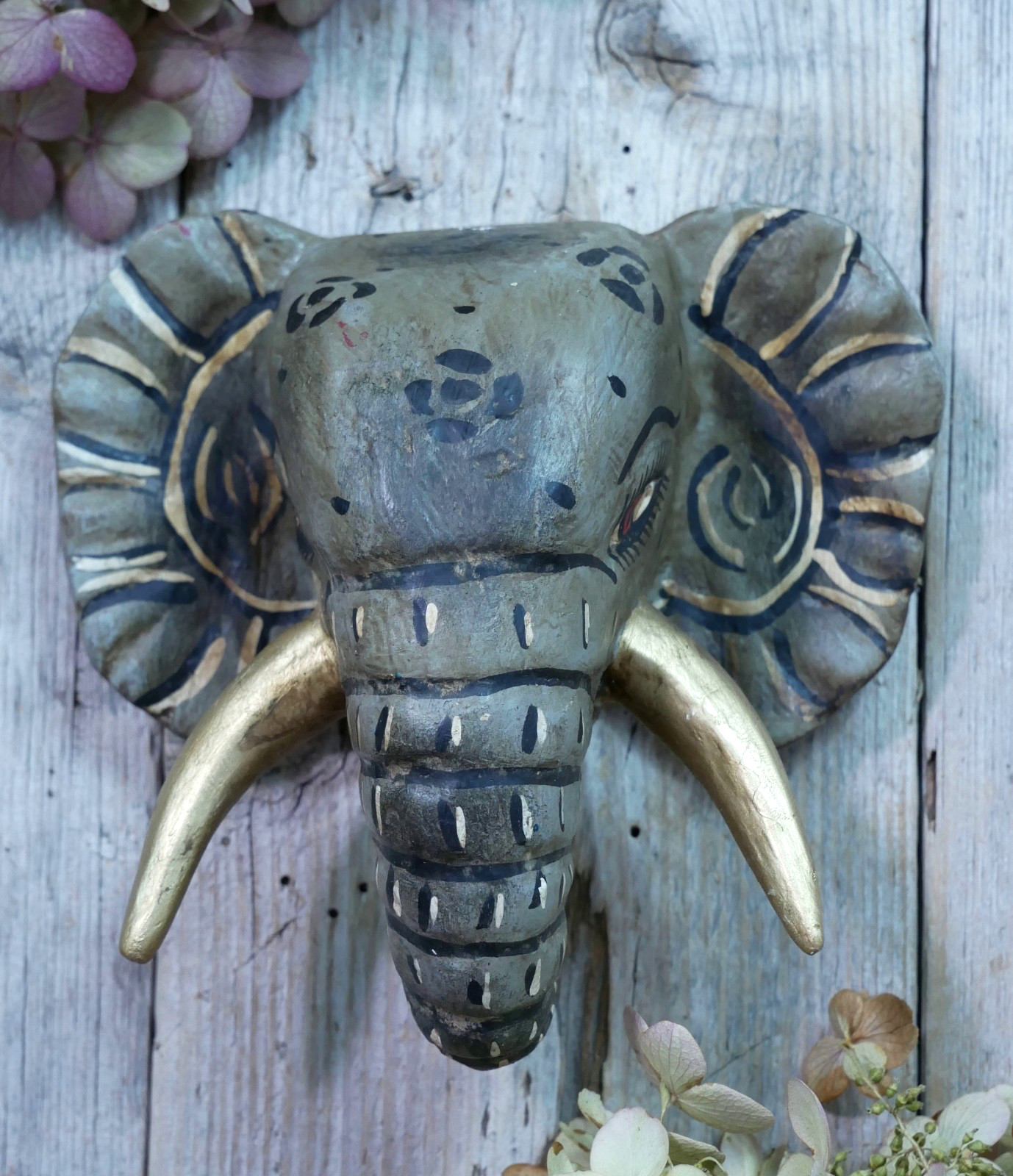 Elephant Mask Wood Handmade Nahua Guerrero Mexican Folk Art