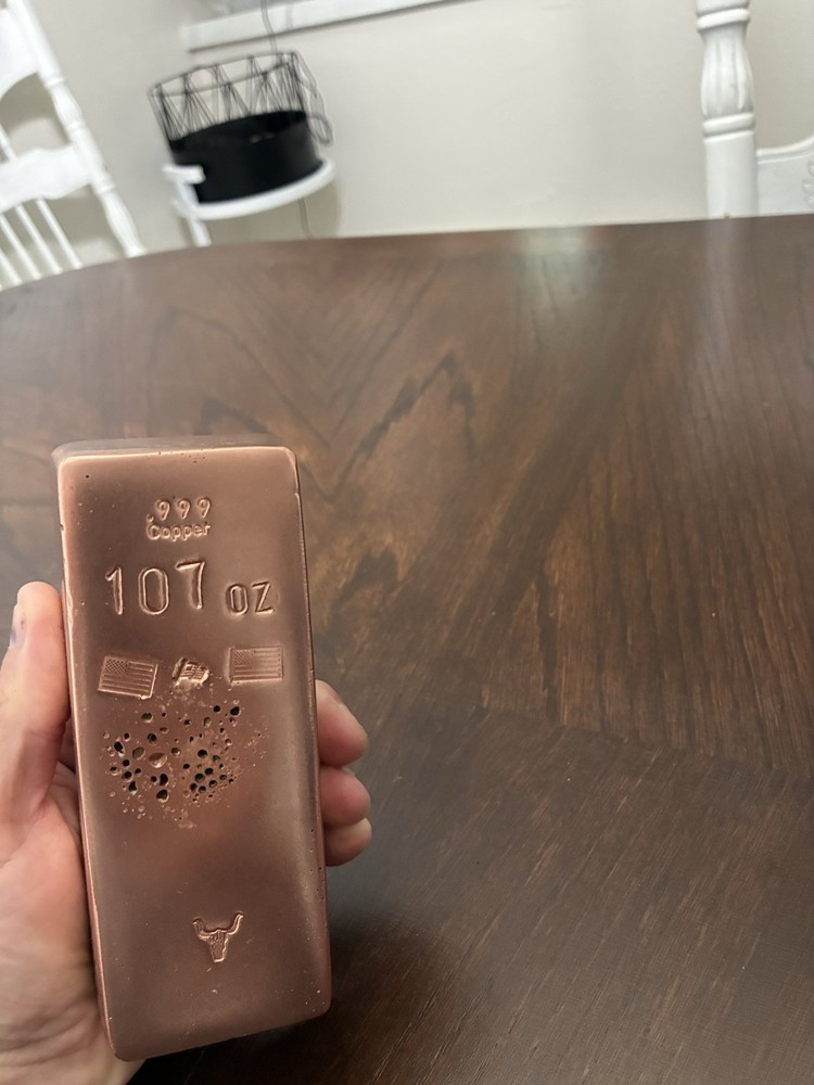 hand poured copper bar 107 Ounces