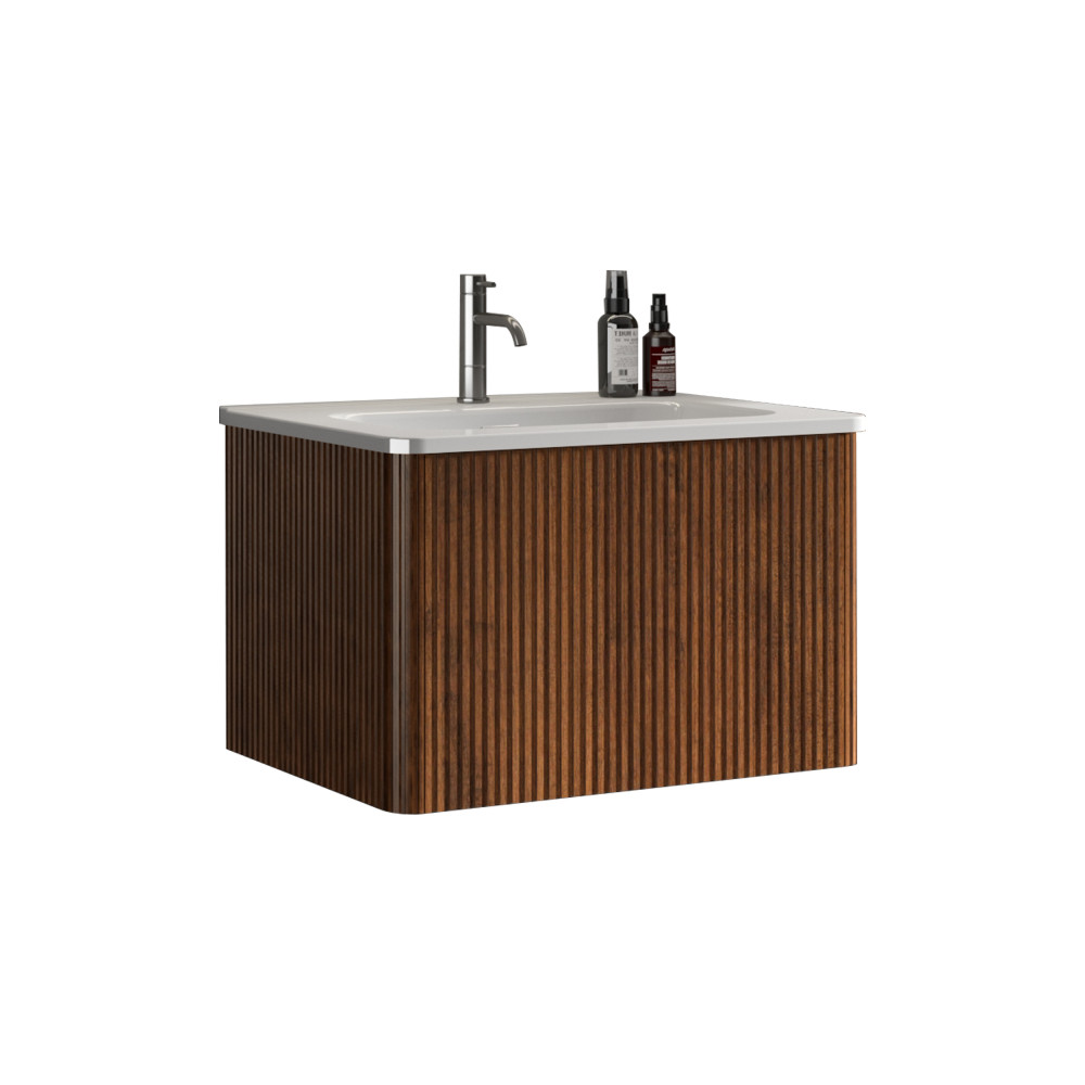 24" Floating Bathroom Vanity w/ Ceramic Sink, Wall Mounted, Preassembled Storage