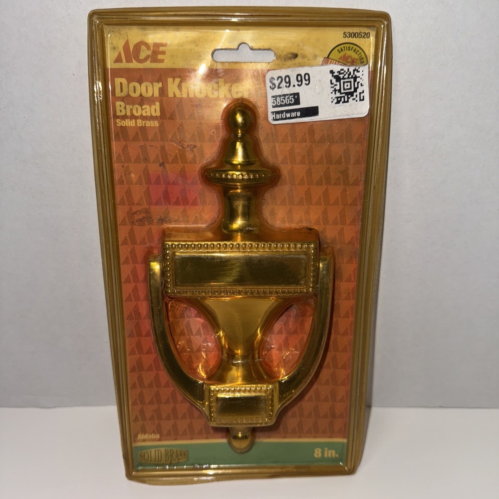 New Ace Hardware 5300520 8" Door Knocker, Aldaba Broad, Solid Brass