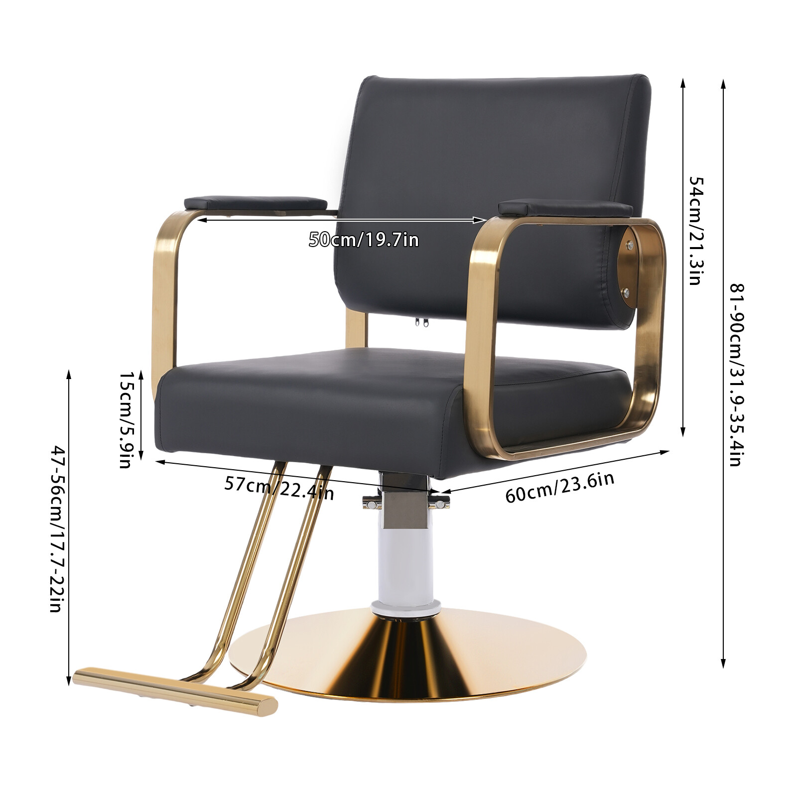 Salon Chair with Footrest For Hair Stylist Barber Height Adjustable 18.5-22 in