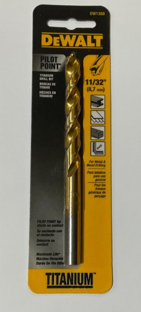 DeWalt DW1388 11/32" Titanium Pilot Point Drill Bit