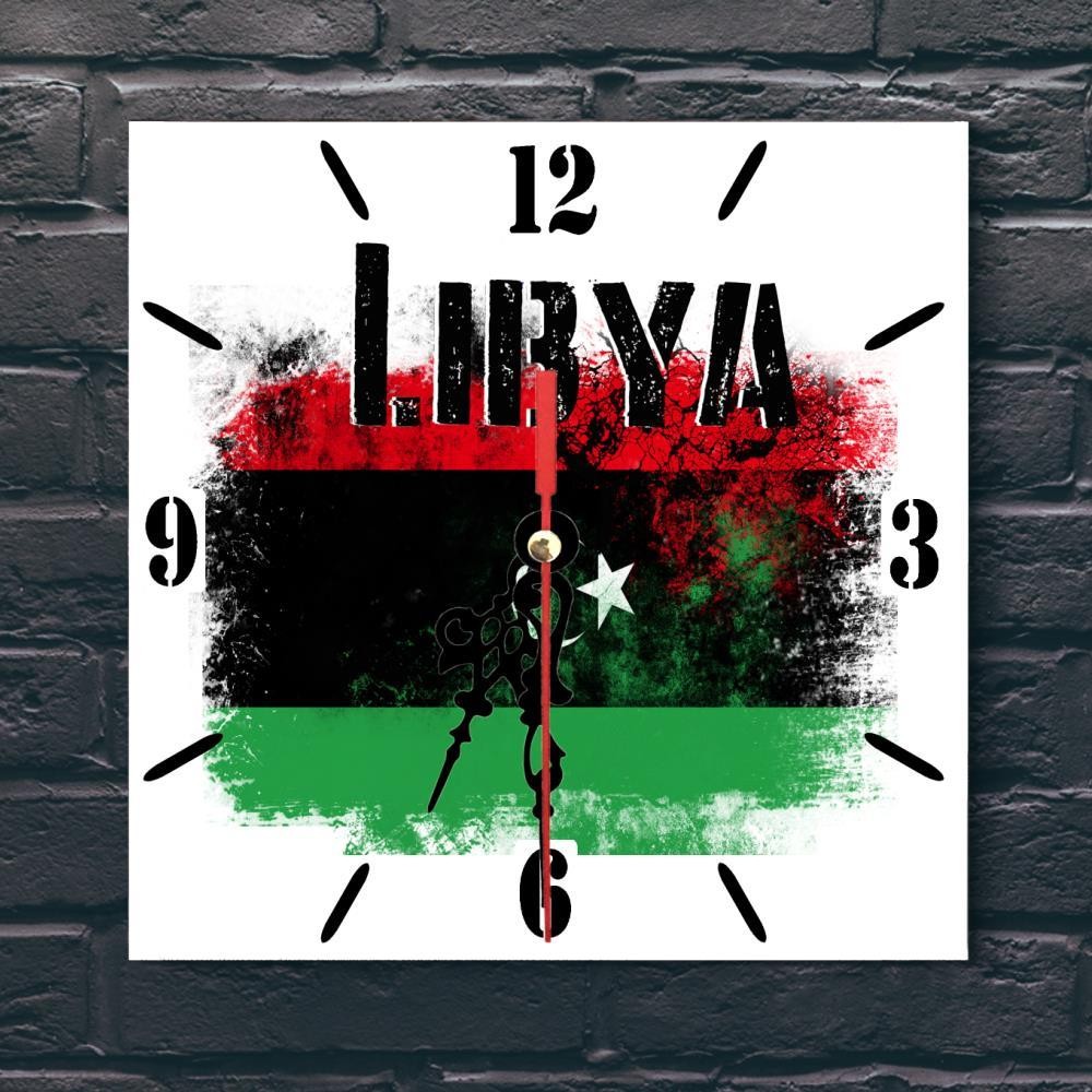 Libya Flag Wall clock patriots CERAMIC Tile Watch Support Décor