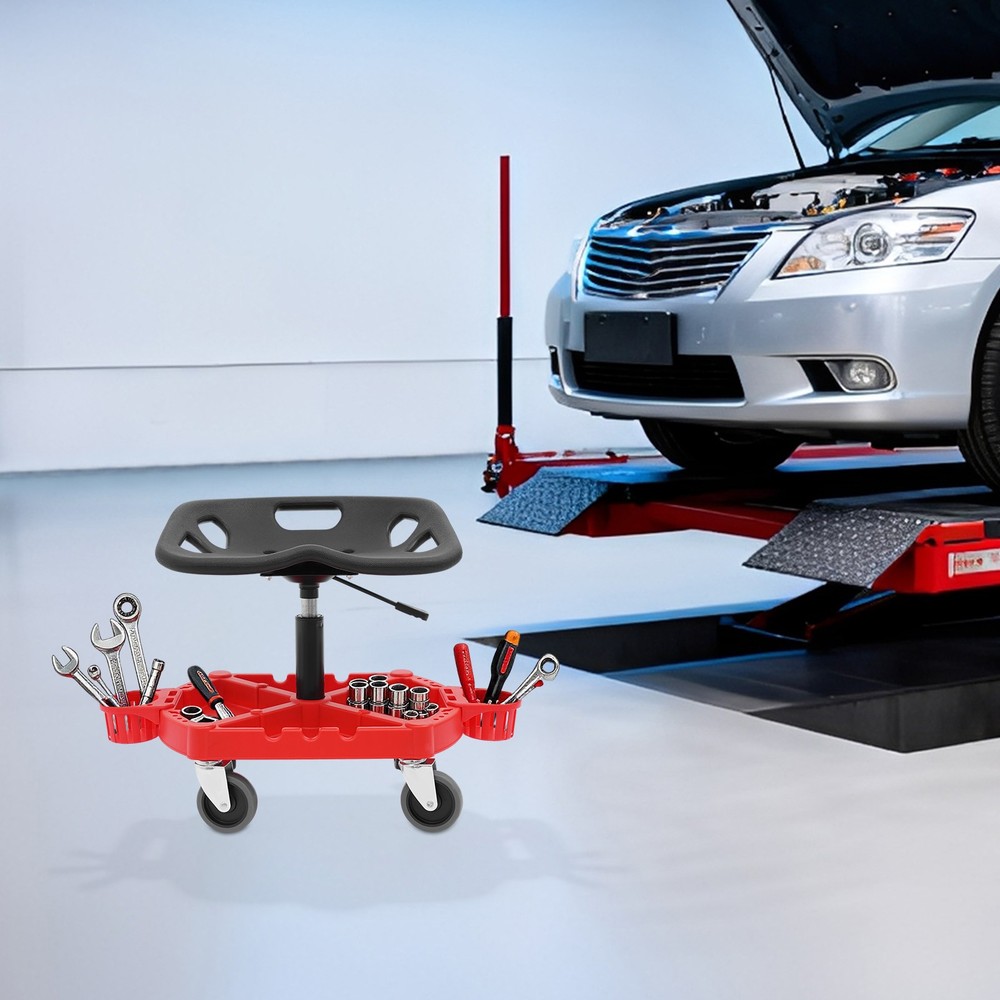 Adjustable Garage Shop Stool Rolling Work Stool Mechanic Work Seat With Casters