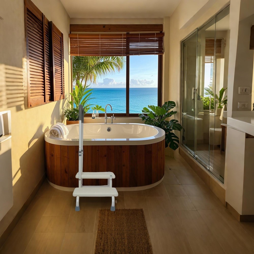 2 Step Stool with Handle for Elderly, Bed Steps for High Beds for Adults, Non...