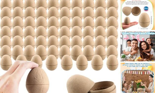 80 Pcs 3 Inch Paper Mache Easter Eggs Fillable DIY Easter Eggs Cardboard