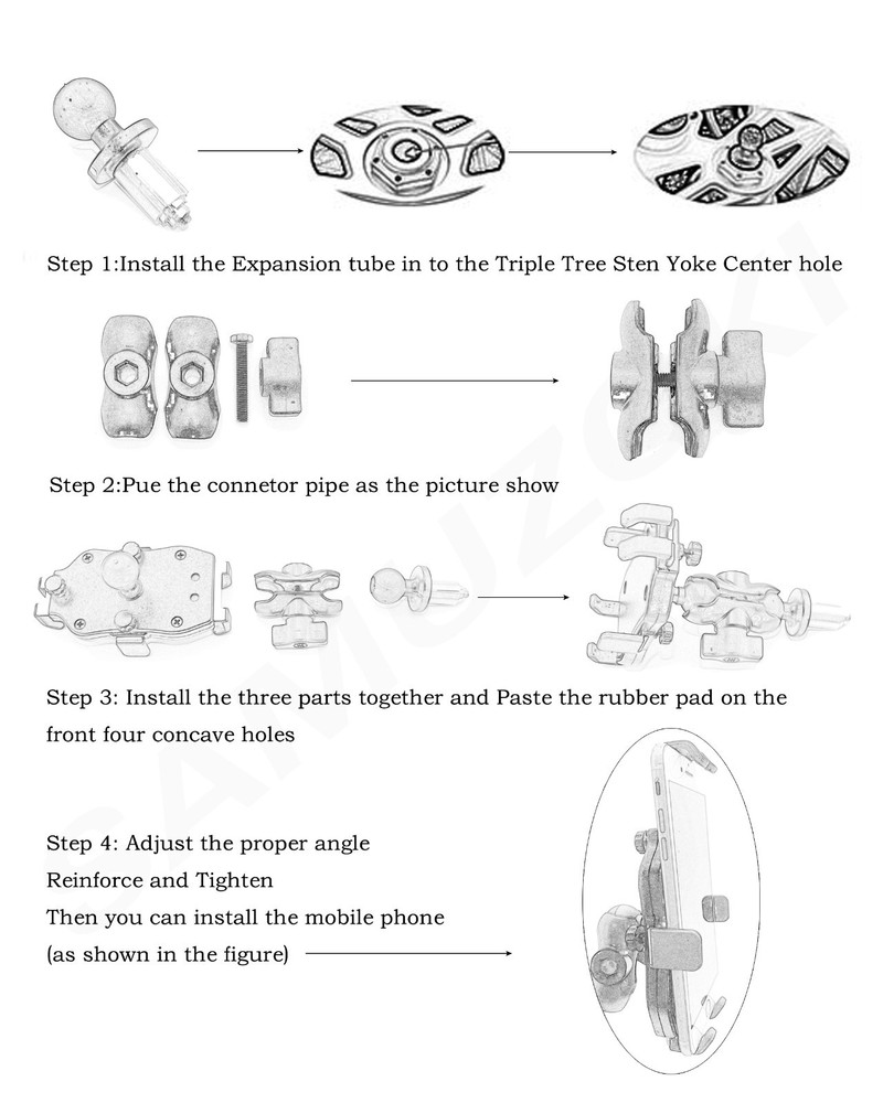 Motorcycle Phone Mount Fork Stem Mobile Holder GPS Navigation Bracket US