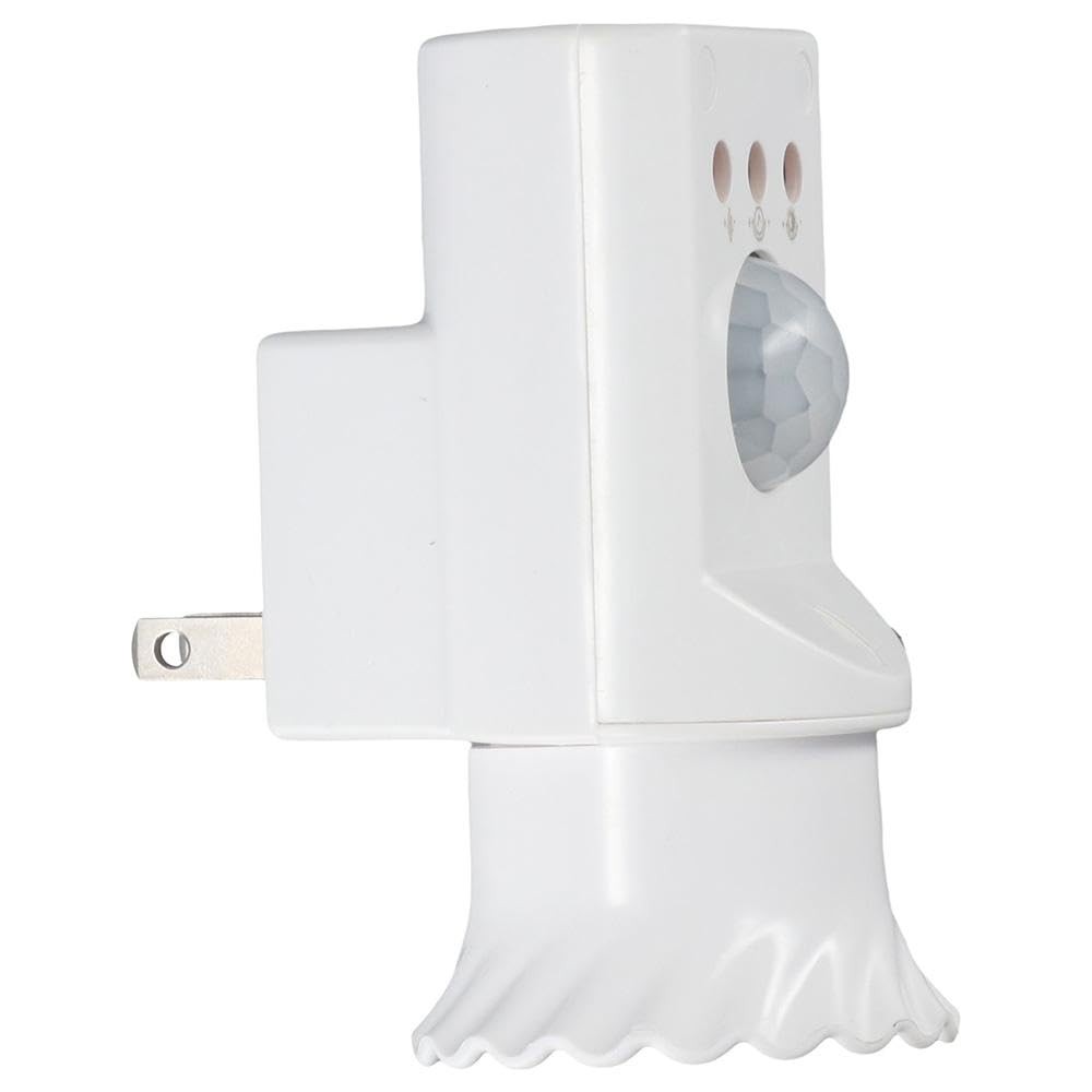 E27 Screw Light Socket Plastic Durable White Motion Detection Switch Portable...