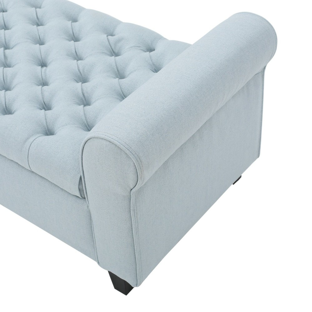Charlemagne Rolled Arm Tufted Fabric Storage Ottoman Bench