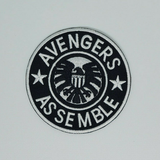 Avengers Asemble Black & White  Patch 2 7/8 inches tall