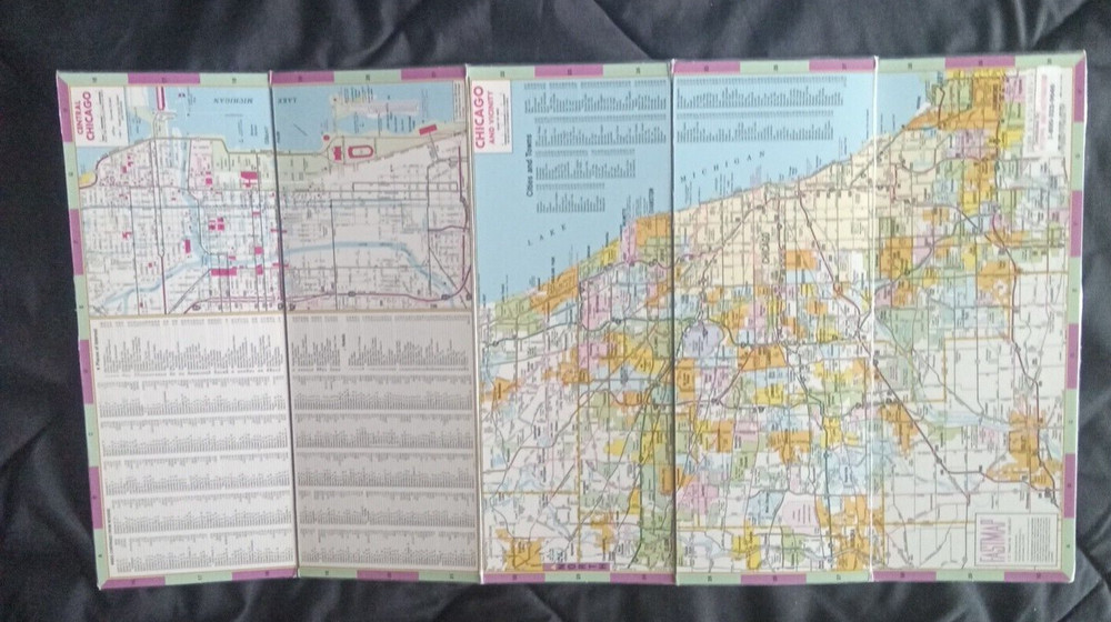 USHA LAMINATED FOLDUP FASTMAP CHICAGO ILLINOIS MAP