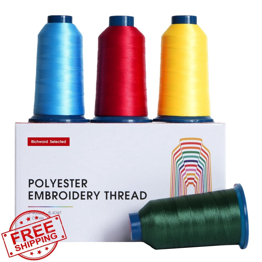 Poolin Maca Embroidery Machine Thread 4 Rolls 40WT Polyester 4000M