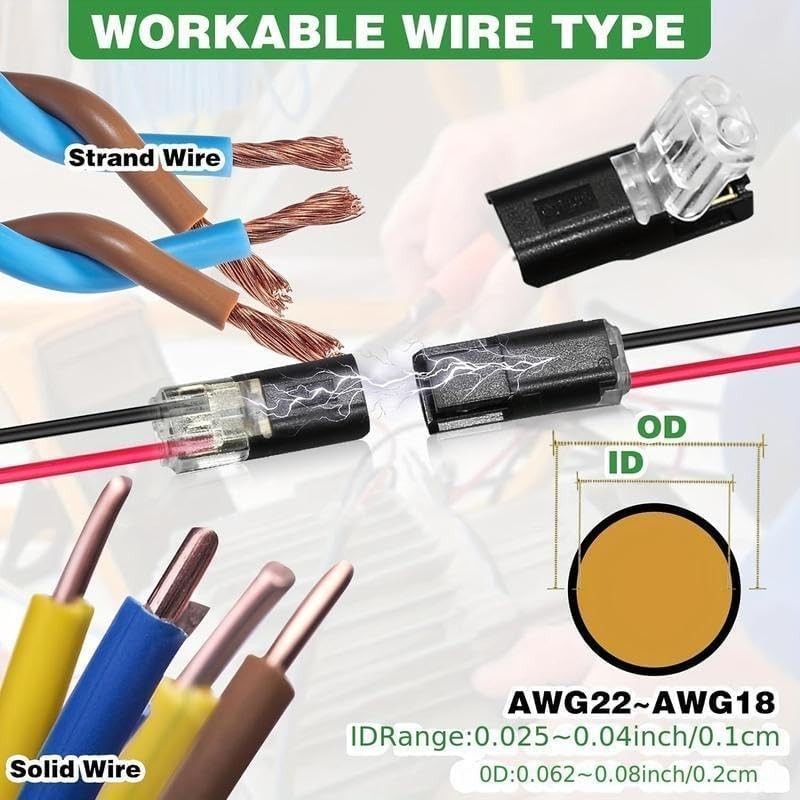 50 Double-Wire Plug-in Connector w/ Locking Buckle Quick-Clip Fasteners AWG18-22