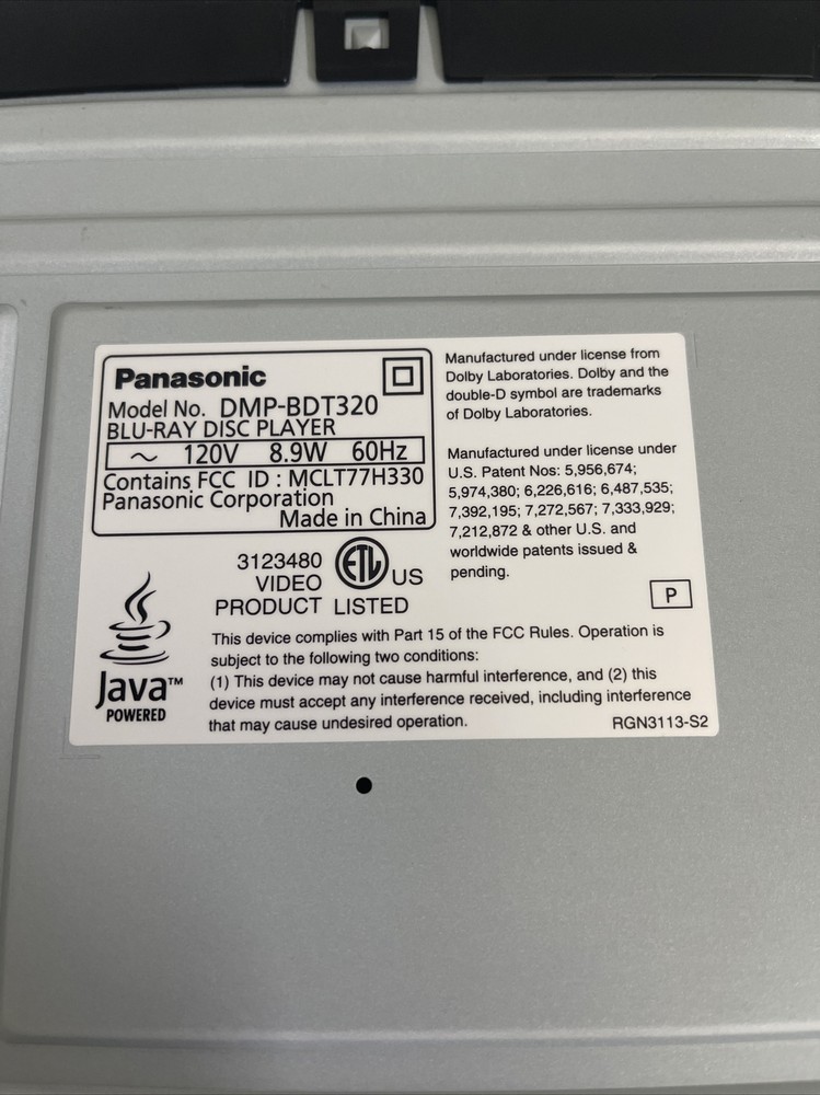 Panasonic Model DMP-BDT320 3D Full HD Blu-ray DVD Player - W/remote- Tested