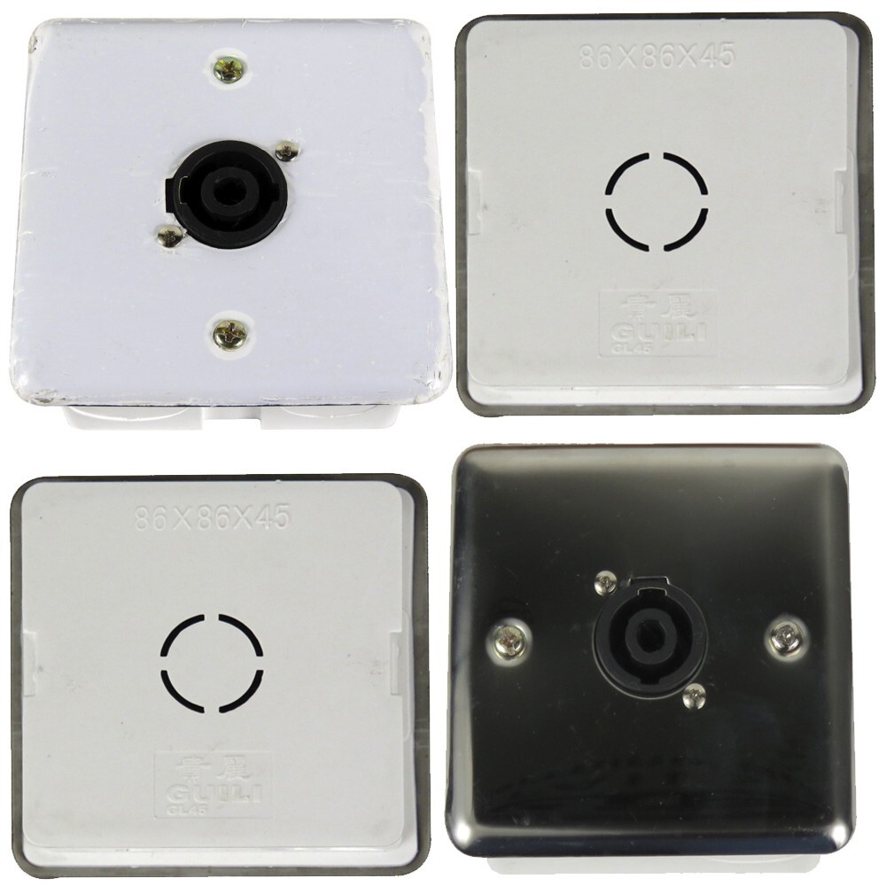 Pair Stainless Steel XLR Speakon Jack Socket Wall Plate Panel for Audio Cables