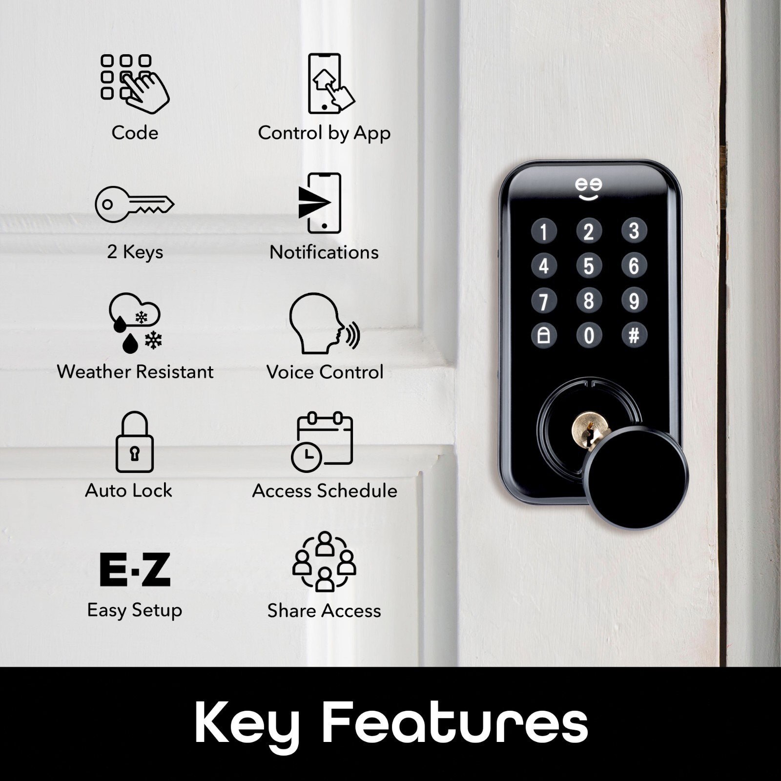 Geeni Keyless Entry Door Lock with Keypad, Smart Locks for Front Door