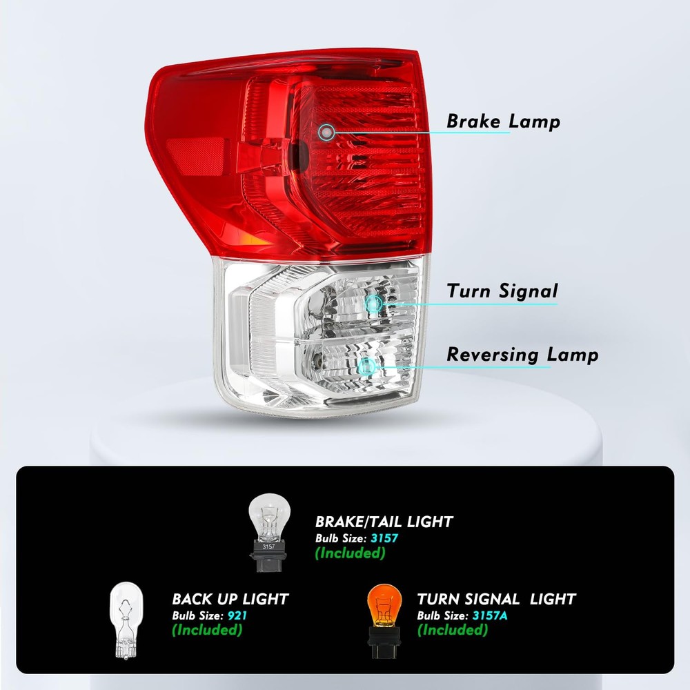 2010-2013 Red Halogen Tail Lights Rear Outer Replacement Both Sides w/Bulbs