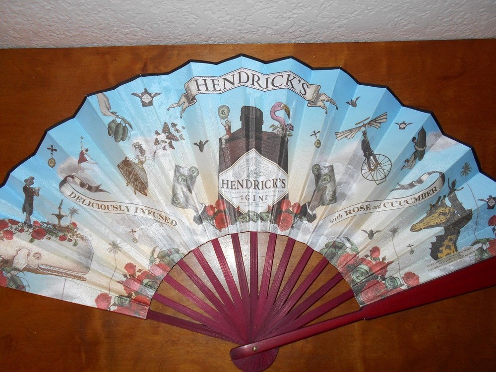 Hendrick's Gin Advertising Promo Large Silk Hand Held Fan