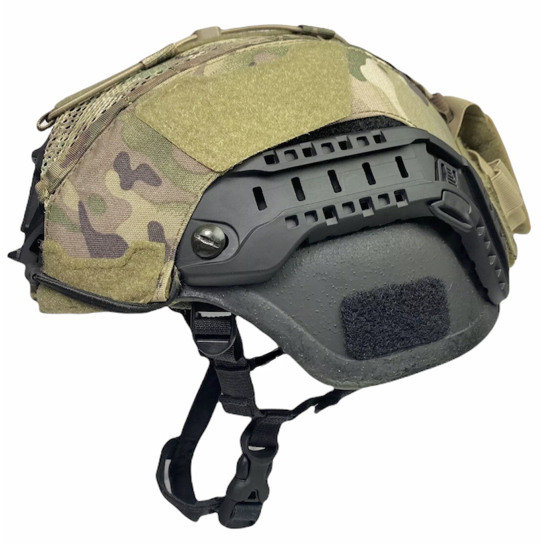 Large OCP MULTICAM ACH MICH ECH HELMET COVER w/ COUNTERWEIGHT POUCH HYBRID MESH