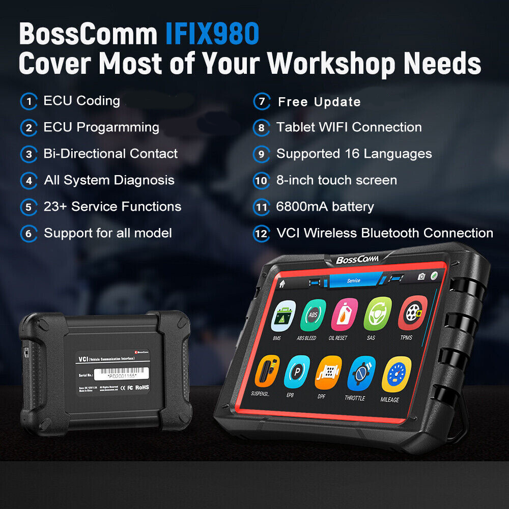 Automotive Bi-Directional Bluetooth OBD2 Scanner Diagnostic Scan Tool ECU Coding