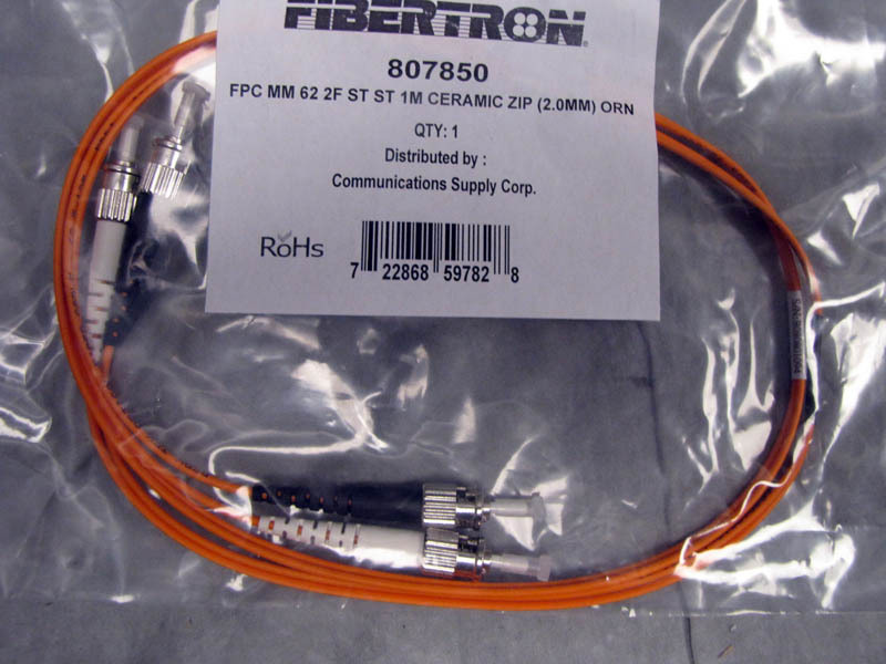 Fibertron 807850 Fiber Patch Cord 1M ST/ST Ceramic Zip