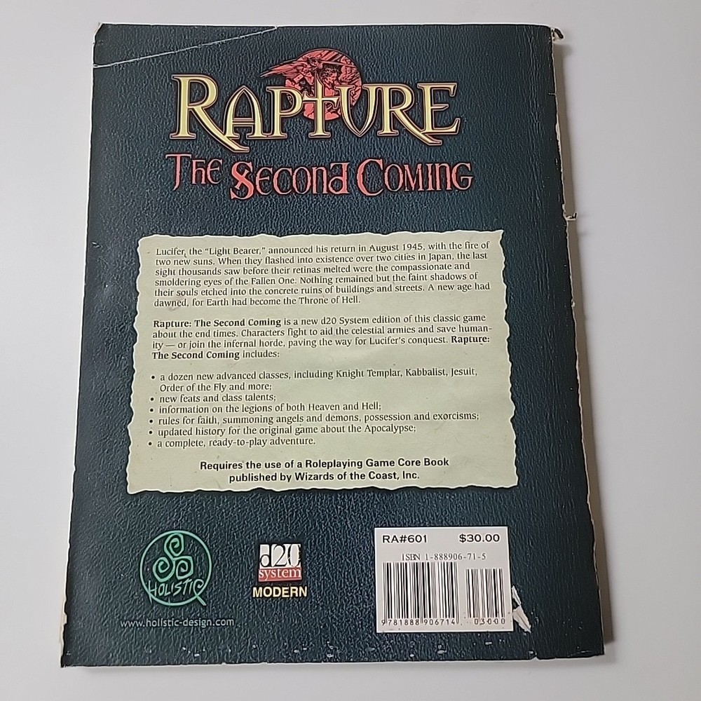 Rapture The Second Coming D20 Modern Campaign Setting RPG Game