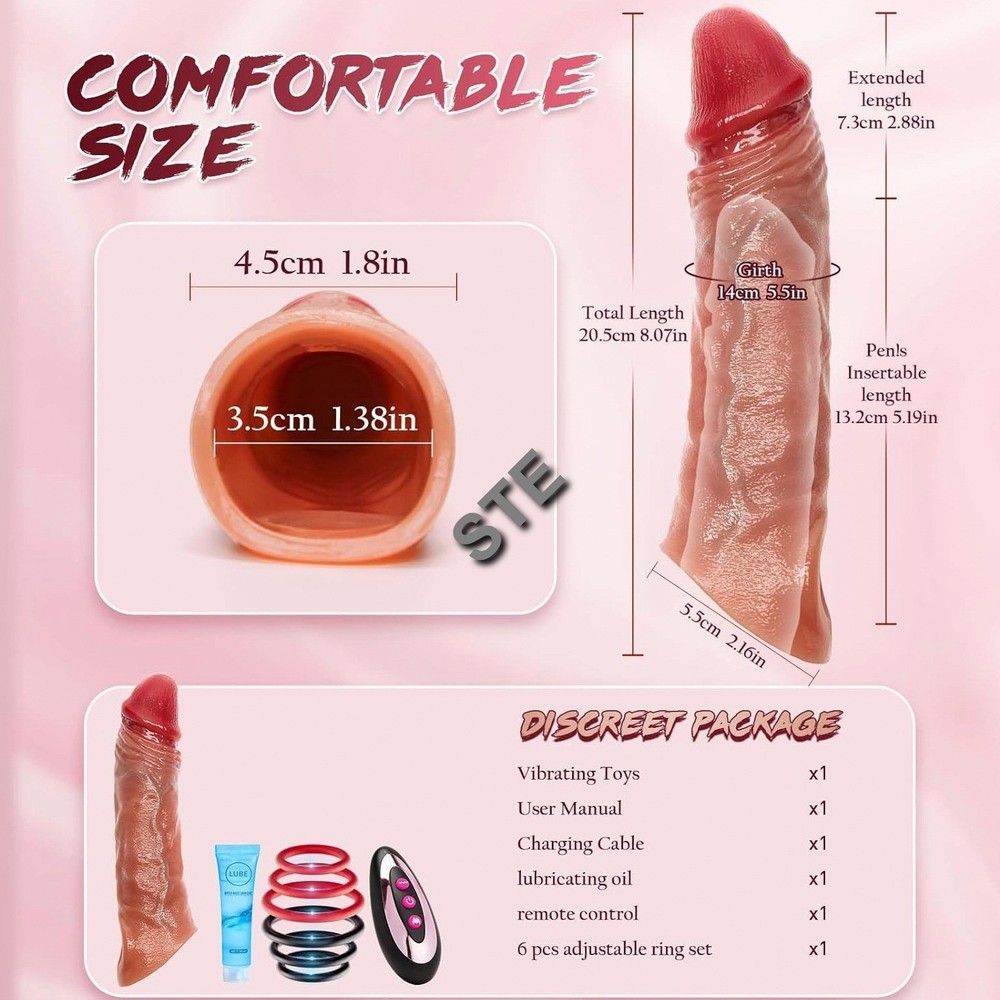 High Quality Penis Pump Realistic Sleeve Extender 9 Pulse Modes Remote Control