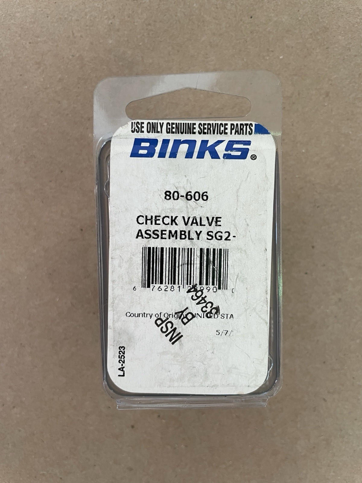 BINKS 80-606 CHECK VALVE ASSEMBLY. SG2 Plus