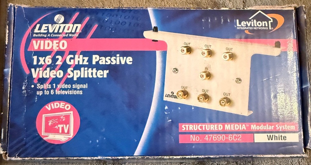 Leviton 47690-6C2 1x6 2 GHz Passive Video Splitter Structured Media Module White