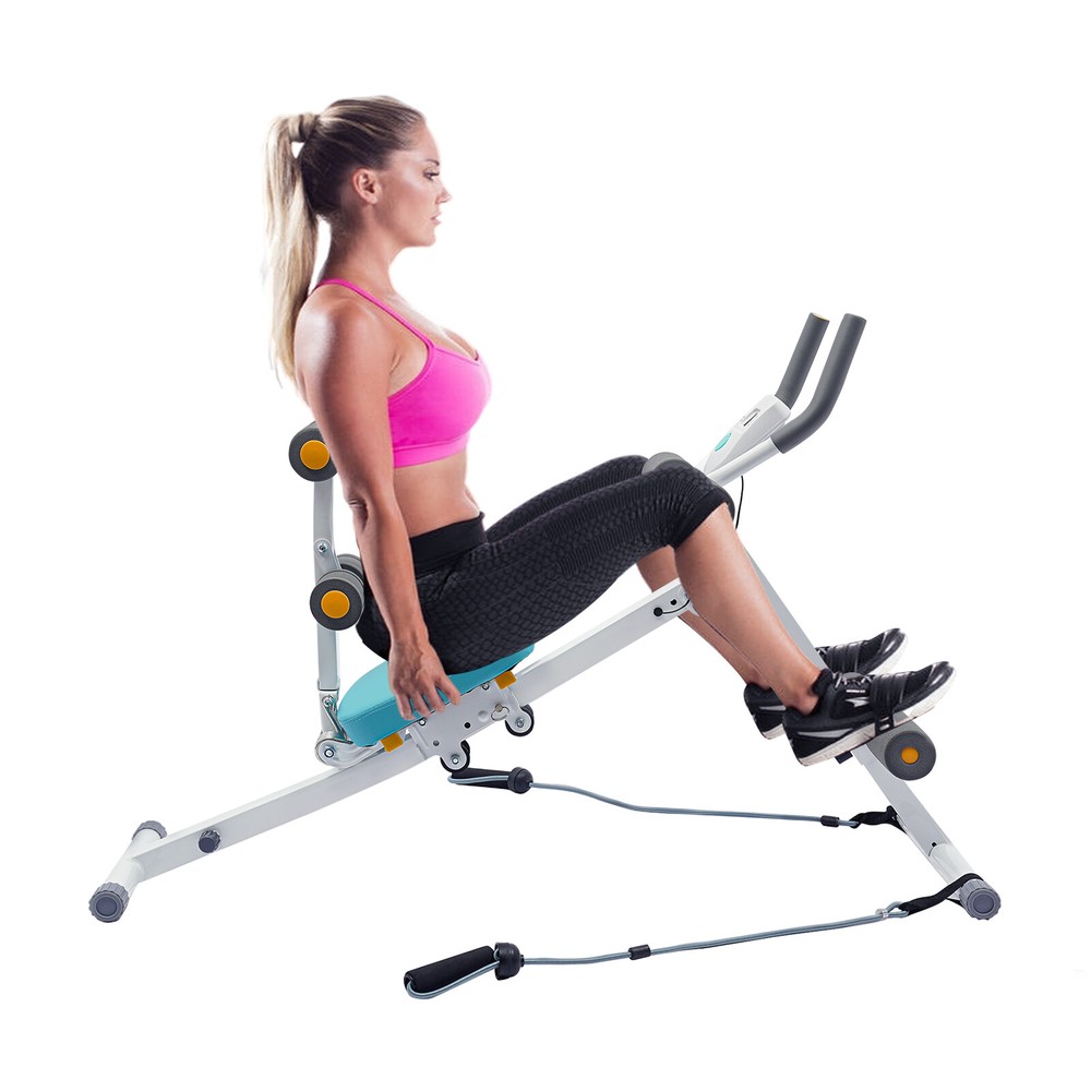 Ab Exercise Bench Abdominal Workout Machine Foldable Sit Up Bench W/ LCD Display