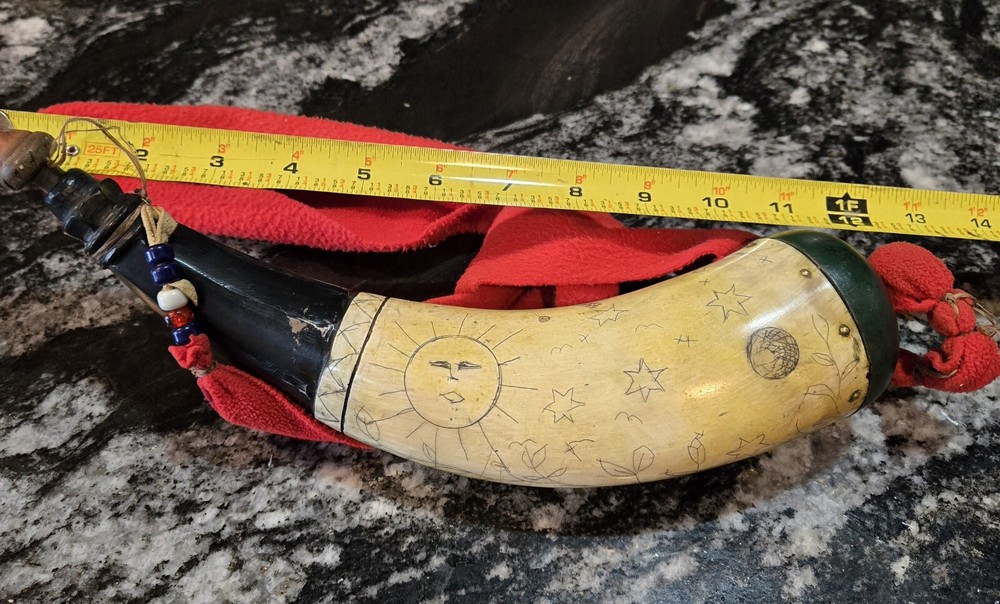 Custom Hand Scrimshawed Powder Horn